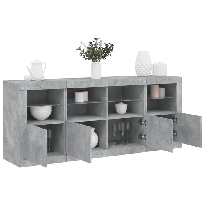 Buffet avec lumières LED gris béton 163x37x67 cm - Photo n°1