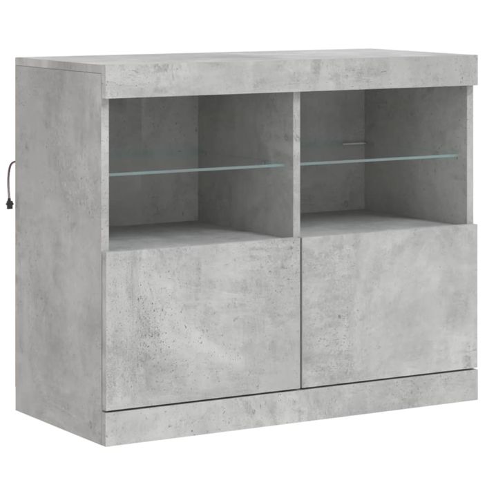 Buffet avec lumières LED gris béton 163x37x67 cm - Photo n°10