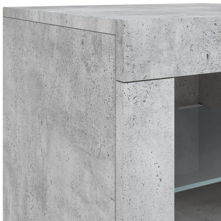 Buffet avec lumières LED gris béton 163x37x67 cm - Photo n°11