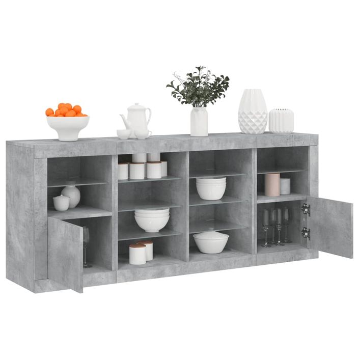 Buffet avec lumières LED gris béton 163x37x67 cm - Photo n°1