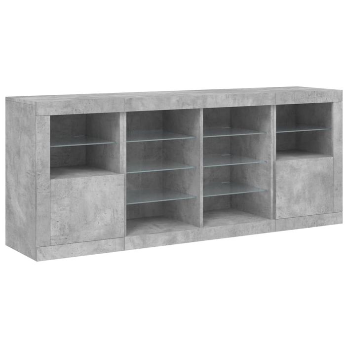 Buffet avec lumières LED gris béton 163x37x67 cm - Photo n°5