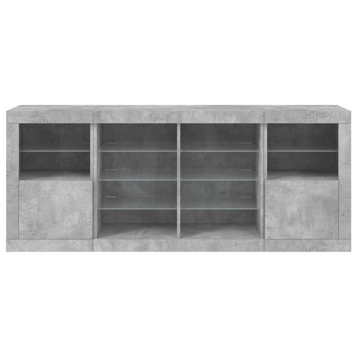 Buffet avec lumières LED gris béton 163x37x67 cm - Photo n°6