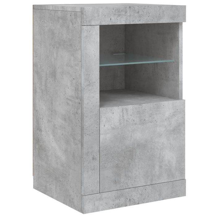 Buffet avec lumières LED gris béton 163x37x67 cm - Photo n°9