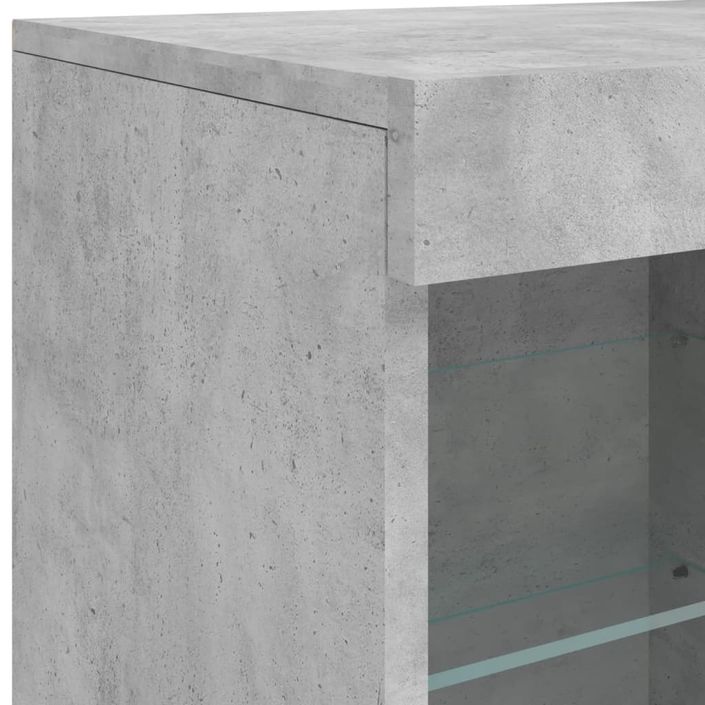 Buffet avec lumières LED gris béton 163x37x67 cm - Photo n°12