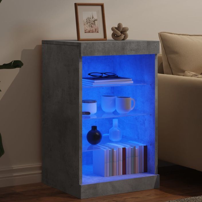 Buffet avec lumières LED gris béton 41x37x67 cm - Photo n°4