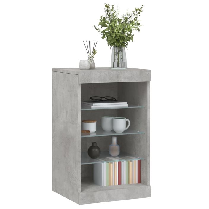 Buffet avec lumières LED gris béton 41x37x67 cm - Photo n°5