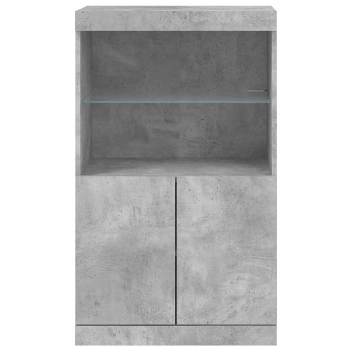 Buffet avec lumières LED gris béton 60,5x37x100 cm - Photo n°6