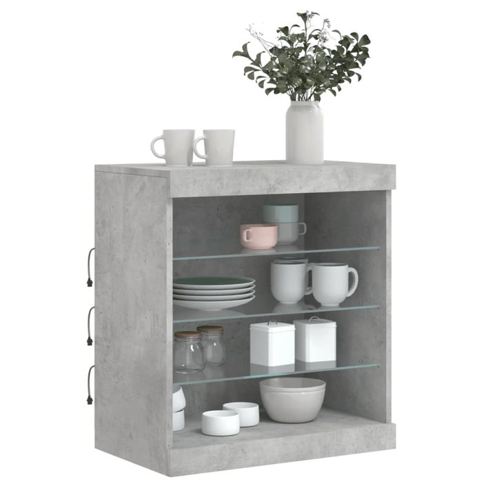 Buffet avec lumières LED gris béton 60,5x37x67 cm - Photo n°4