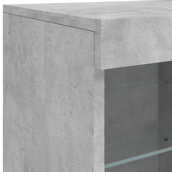 Buffet avec lumières LED gris béton 81x37x67 cm - Photo n°9