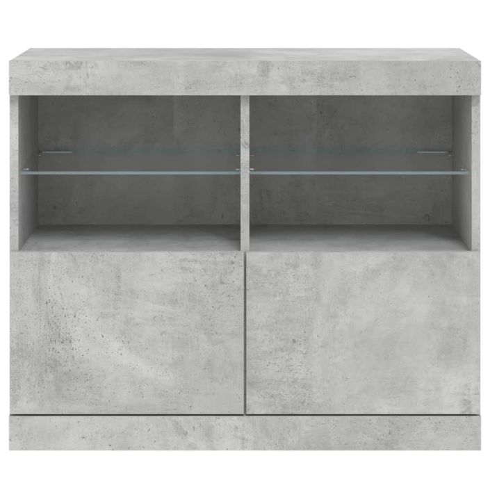 Buffet avec lumières LED gris béton 81x37x67 cm - Photo n°6