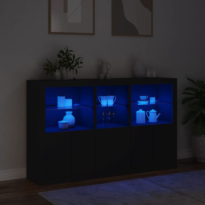 Buffet avec lumières LED noir 162x37x100 cm - Photo n°5