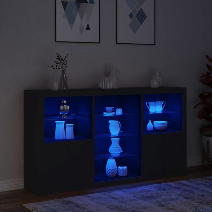 Buffet avec lumières LED noir 181,5x37x100 cm - Photo n°5