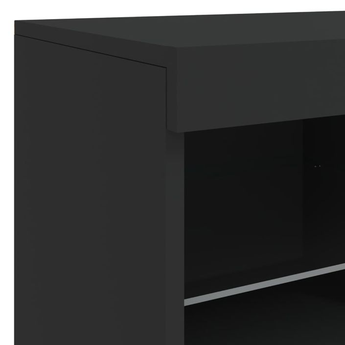 Buffet avec lumières LED noir 81x37x67 cm - Photo n°10