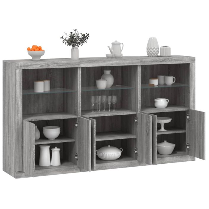 Buffet avec lumières LED sonoma gris 181,5x37x100 cm - Photo n°1