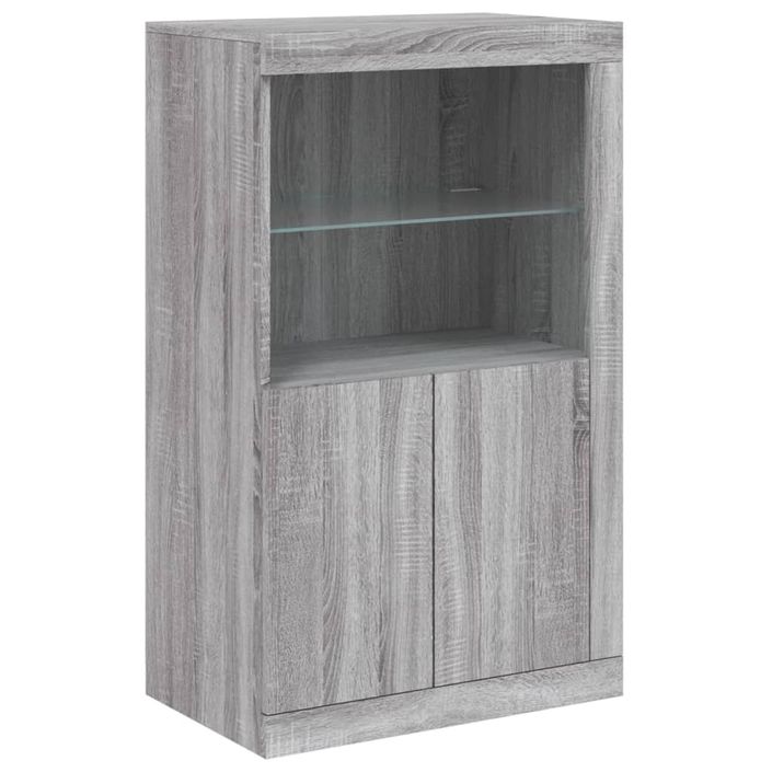 Buffet avec lumières LED sonoma gris 181,5x37x100 cm - Photo n°9