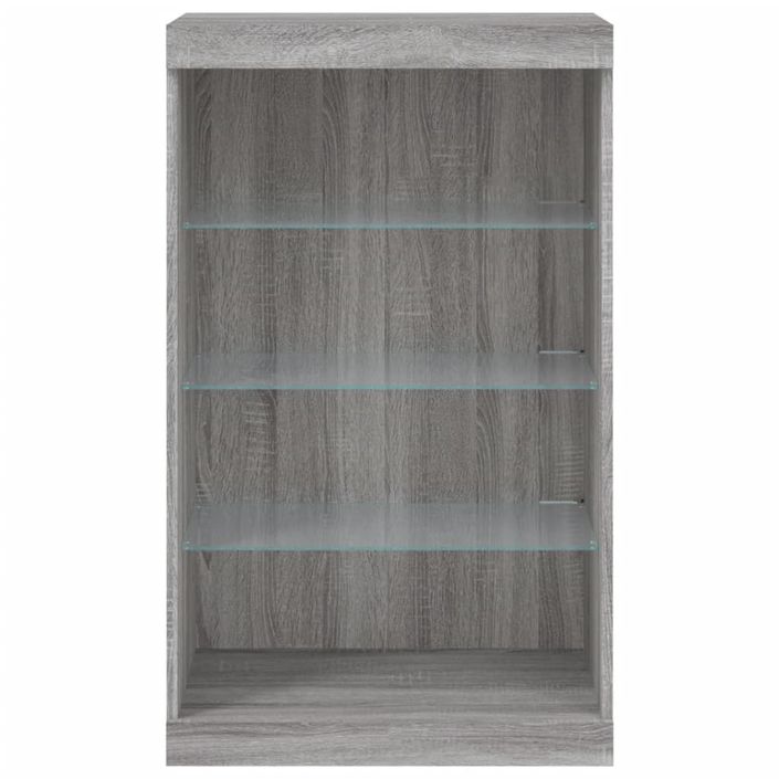 Buffet avec lumières LED sonoma gris 60,5x37x100 cm - Photo n°6