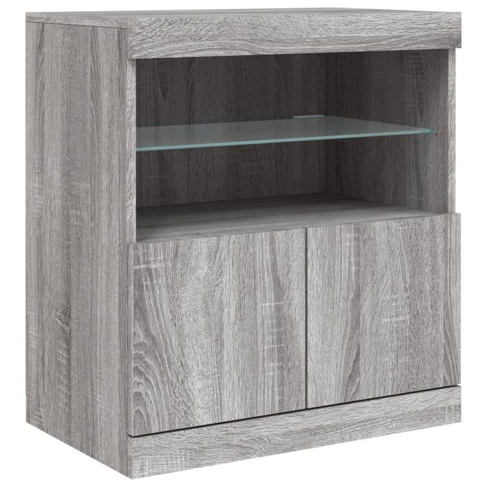 Buffet avec lumières LED sonoma gris 60x37x67 cm - Photo n°3