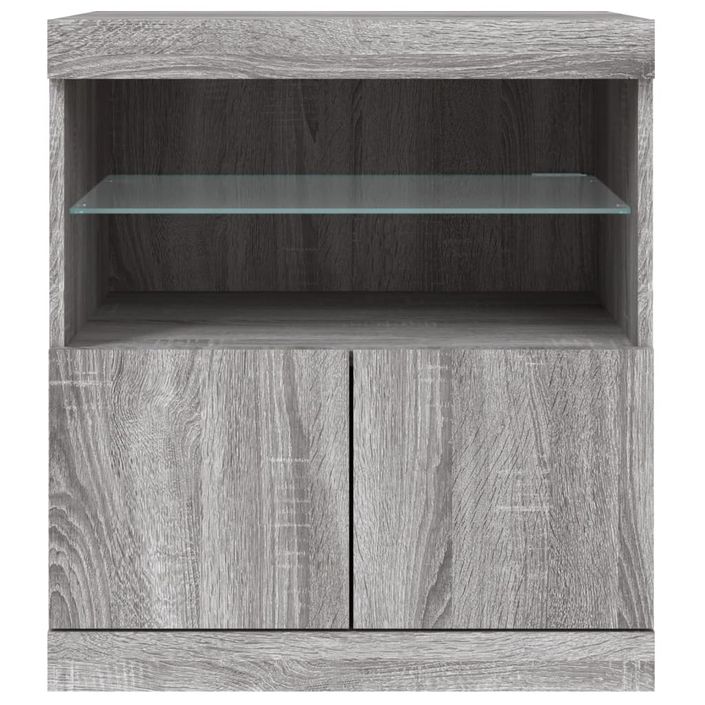 Buffet avec lumières LED sonoma gris 60x37x67 cm - Photo n°6