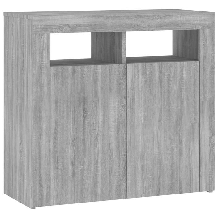 Buffet avec lumières LED Sonoma gris 80x35x75 cm - Photo n°7