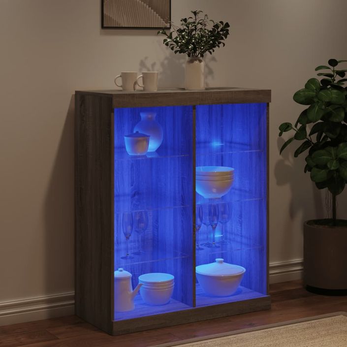 Buffet avec lumières LED sonoma gris 81x37x100 cm - Photo n°4