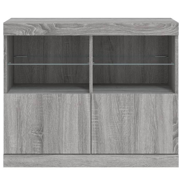 Buffet avec lumières LED sonoma gris 81x37x67 cm - Photo n°6