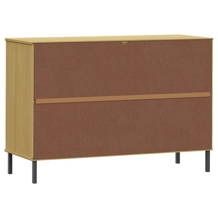 Buffet avec pieds en métal Marron 113x40x77 cm Bois massif OSLO - Photo n°7