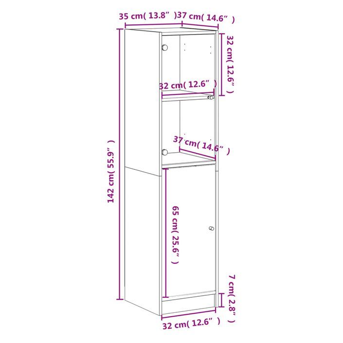 Buffet avec porte en verre blanc 35x37x142 cm - Photo n°12