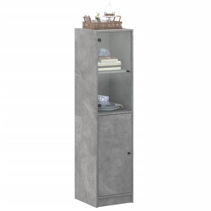 Buffet avec porte en verre gris béton 35x37x142 cm - Photo n°4