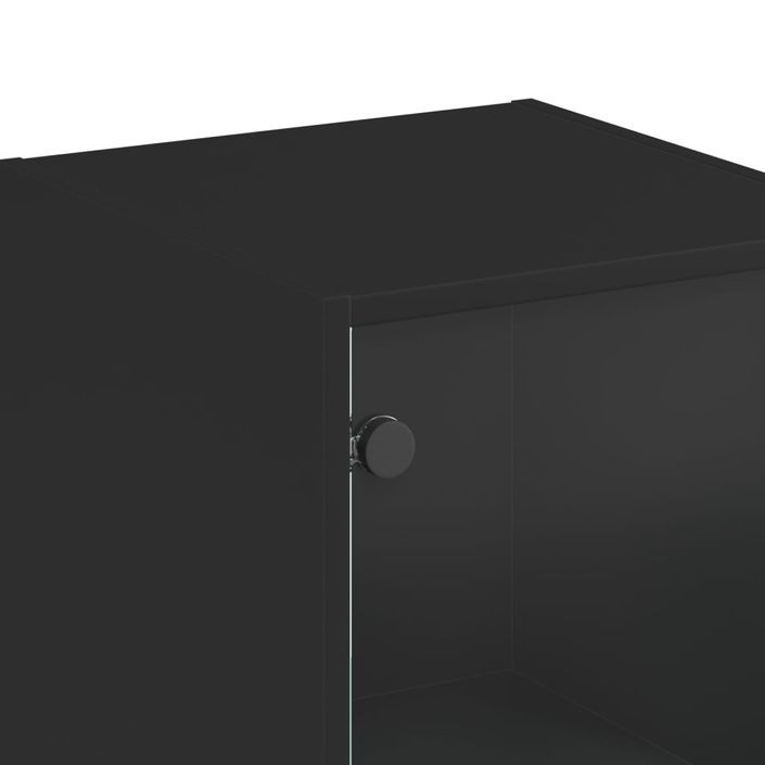 Buffet avec porte en verre noir 35x37x142 cm - Photo n°10
