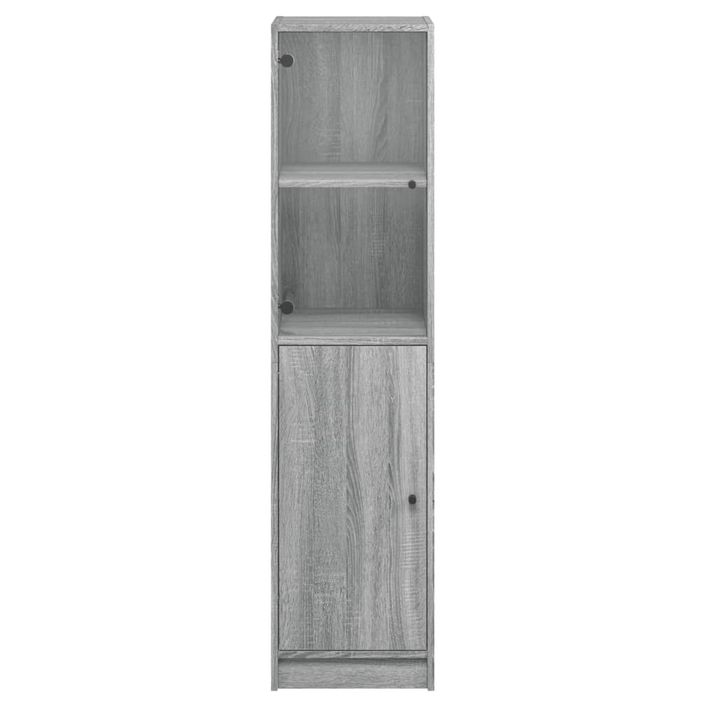 Buffet avec porte en verre sonoma gris 35x37x142 cm - Photo n°6