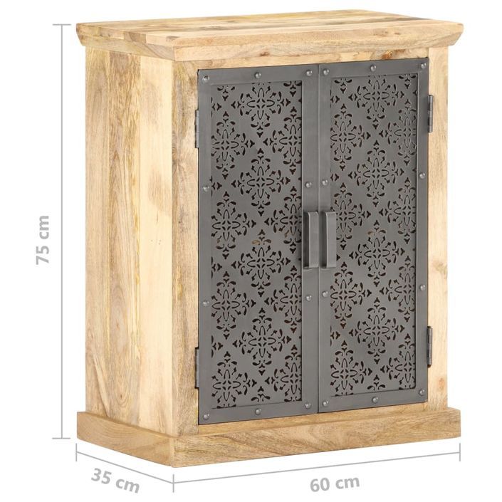 Buffet avec portes en acier 60x35x75 cm Bois de manguier solide - Photo n°8