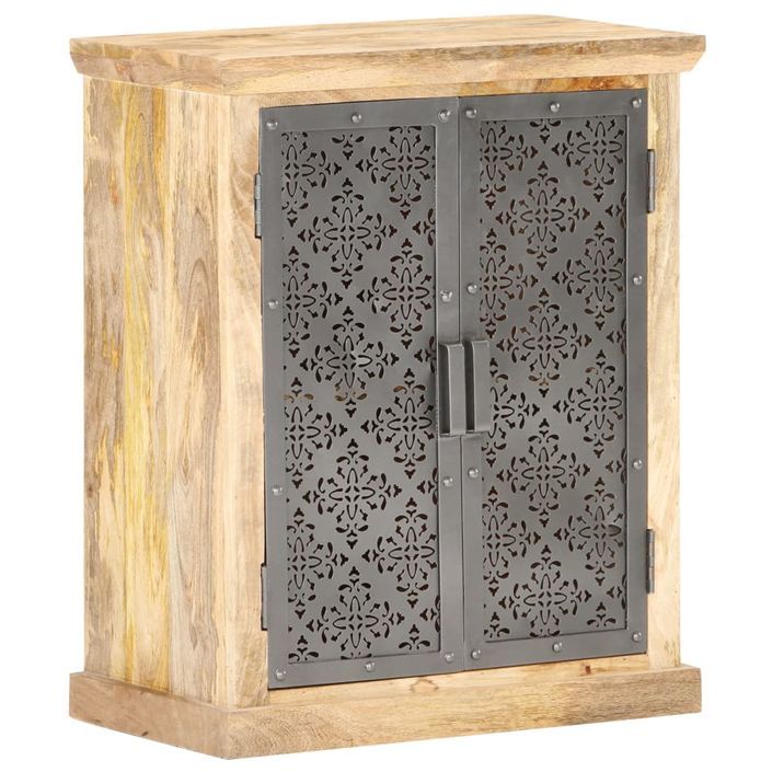 Buffet avec portes en acier 60x35x75 cm Bois de manguier solide - Photo n°9