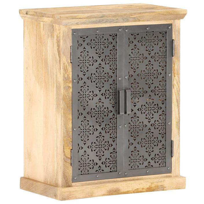 Buffet avec portes en acier 60x35x75 cm Bois de manguier solide - Photo n°10