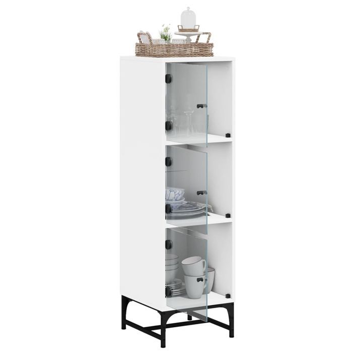 Buffet avec portes en verre blanc 35x37x120 cm - Photo n°5