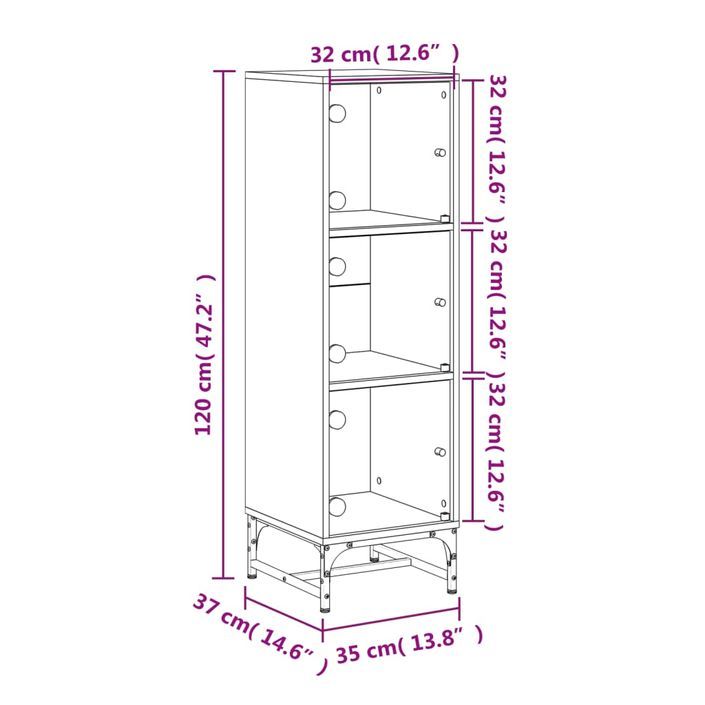 Buffet avec portes en verre blanc 35x37x120 cm - Photo n°12