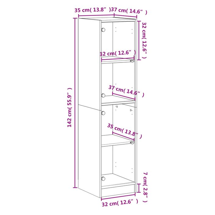 Buffet avec portes en verre blanc 35x37x142 cm - Photo n°12