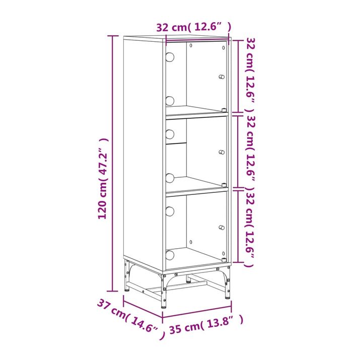 Buffet avec portes en verre chêne fumé 35x37x120 cm - Photo n°12