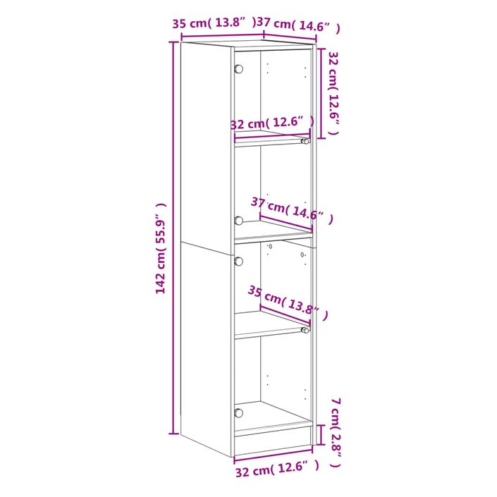 Buffet avec portes en verre chêne fumé 35x37x142 cm - Photo n°12