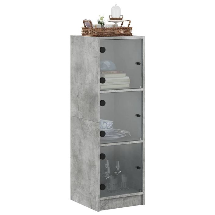 Buffet avec portes en verre gris béton 35x37x109 cm - Photo n°4