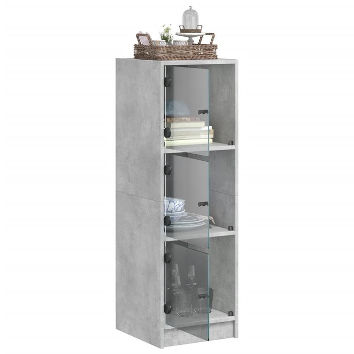 Buffet avec portes en verre gris béton 35x37x109 cm - Photo n°5