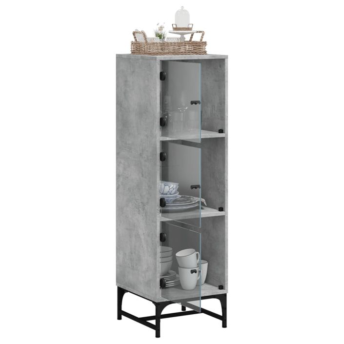 Buffet avec portes en verre gris béton 35x37x120 cm - Photo n°5