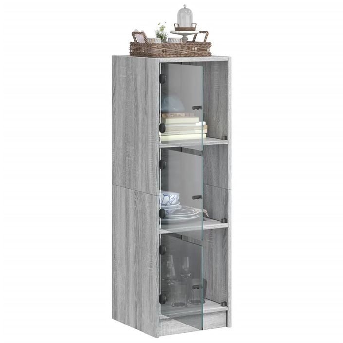 Buffet avec portes en verre sonoma gris 35x37x109 cm - Photo n°5