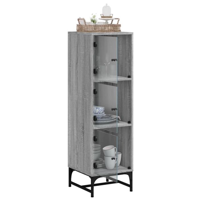 Buffet avec portes en verre sonoma gris 35x37x120 cm - Photo n°5