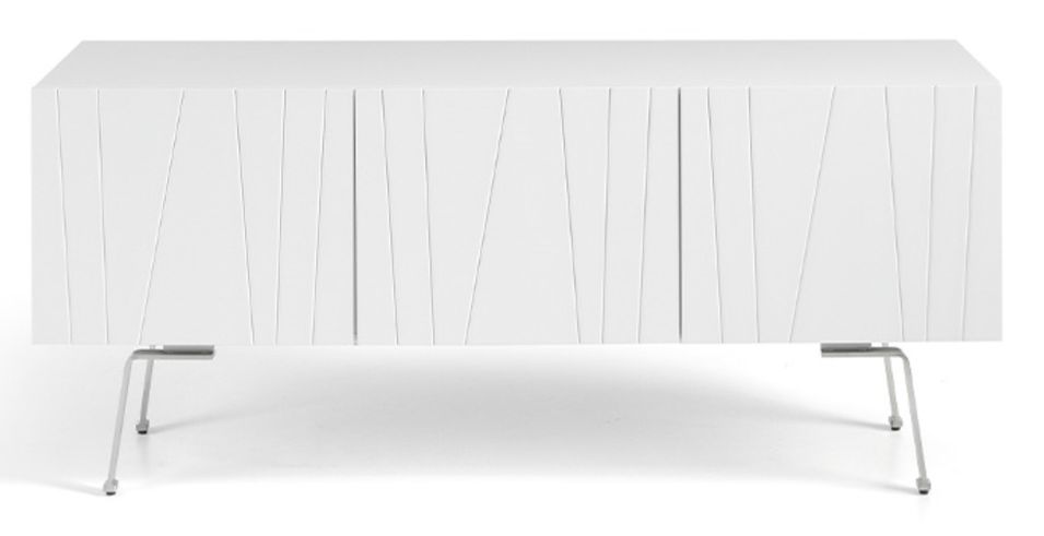 Buffet bas 3 portes design en bois laqué blanc Valentin 150 cm - Photo n°1
