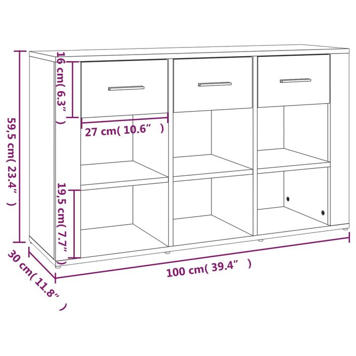 Buffet Blanc 100x30x59,5 cm Bois d'ingénierie - Photo n°10