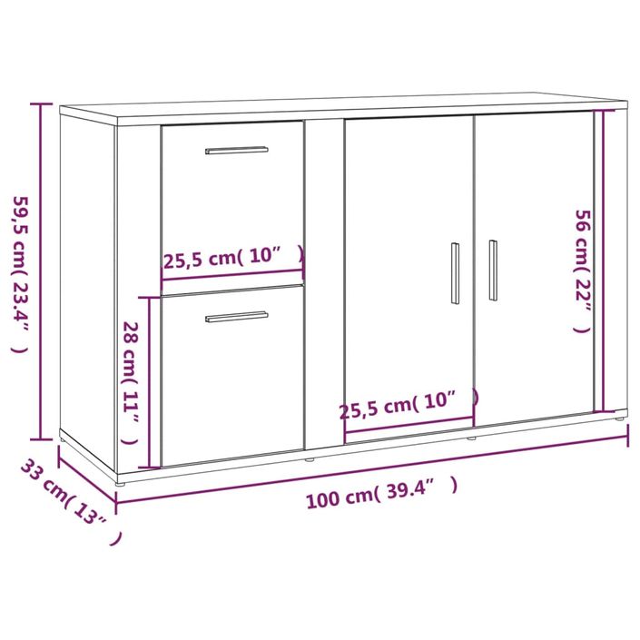 Buffet Blanc 100x33x59,5 cm Bois d'ingénierie - Photo n°11