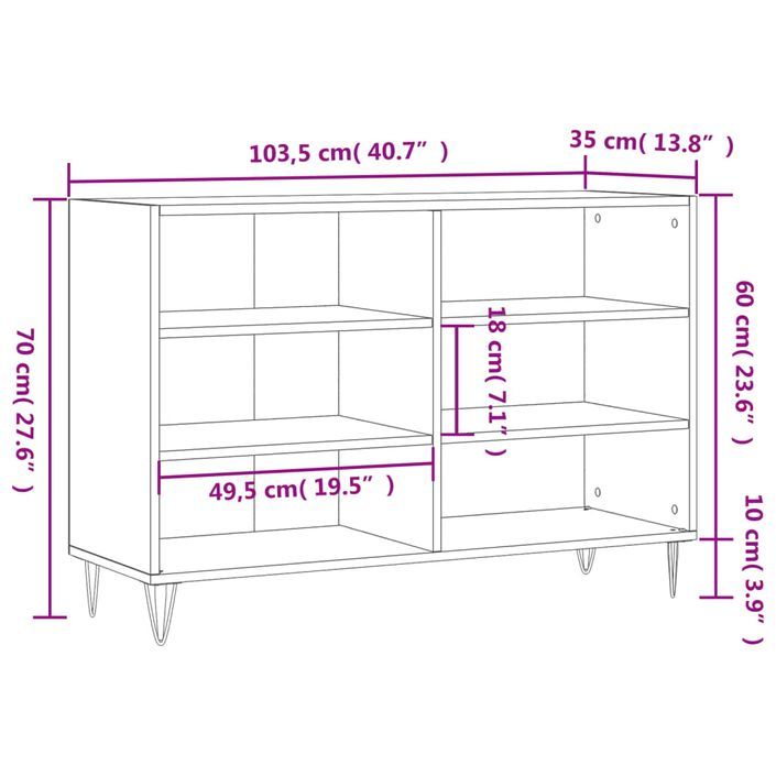 Buffet blanc 103,5x35x70 cm bois d'ingénierie - Photo n°9