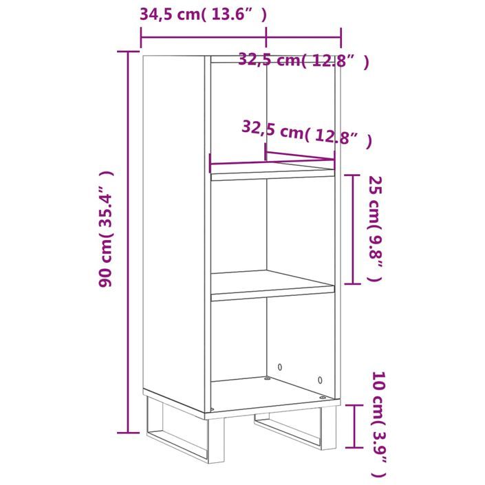 Buffet blanc 34,5x32,5x90 cm bois d'ingénierie - Photo n°9