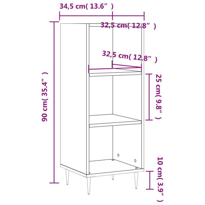 Buffet blanc 34,5x32,5x90 cm bois d'ingénierie - Photo n°9