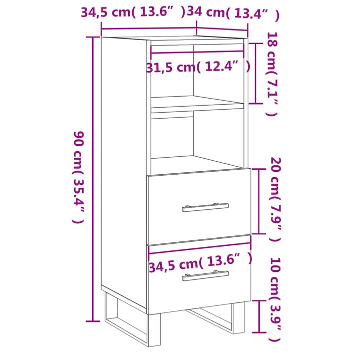 Buffet blanc 34,5x34x90 cm bois d'ingénierie - Photo n°12